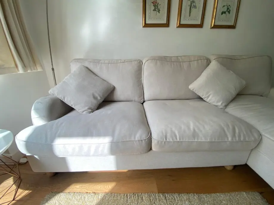 Dunelm Oatmeal Corner Sofabed with Ottoman Storage & Matching Cushions