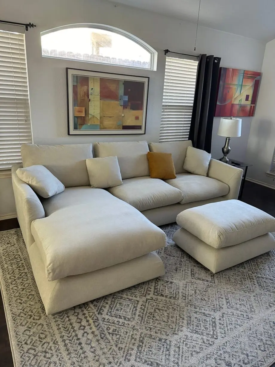 L-Shape Corner Sofa With Pouffe – Stylish & Space-Saving Comfort