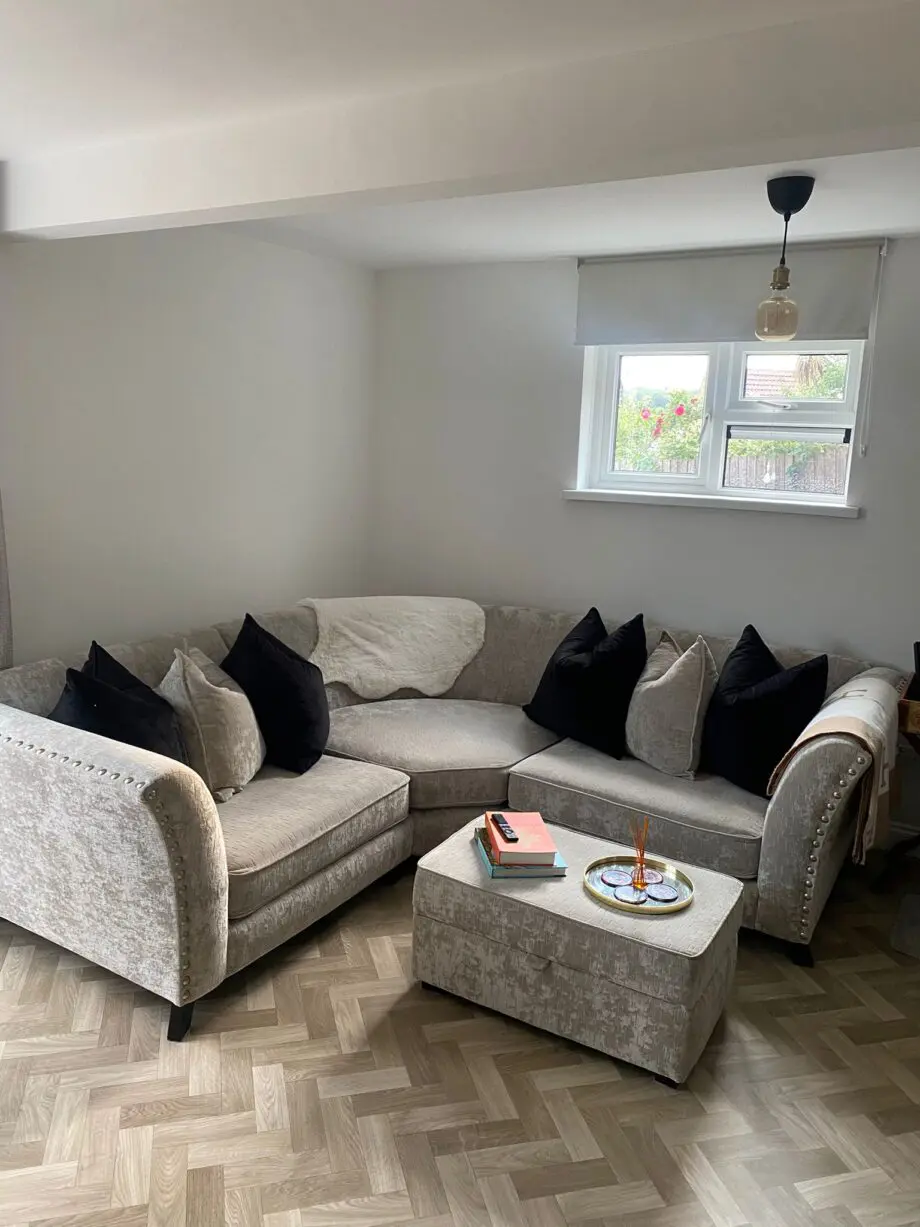 DFS Corner Sofa - 3 piece - Accent Chair and Footstall