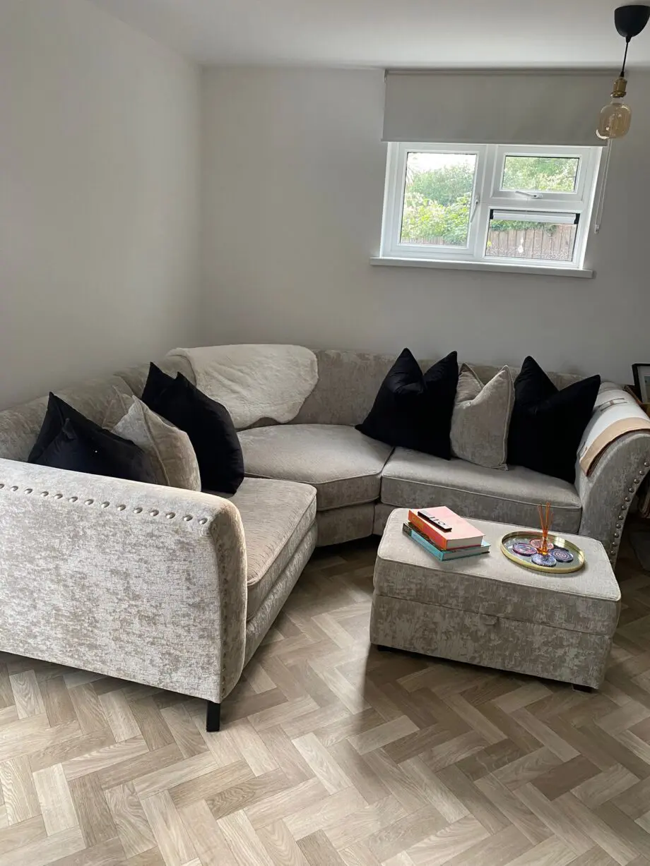 DFS Corner Sofa - 3 piece - Accent Chair and Footstall