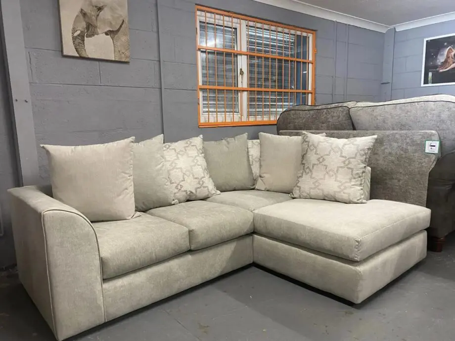 Harriet Corner Sofa Chenille Fabric Beige Colour
