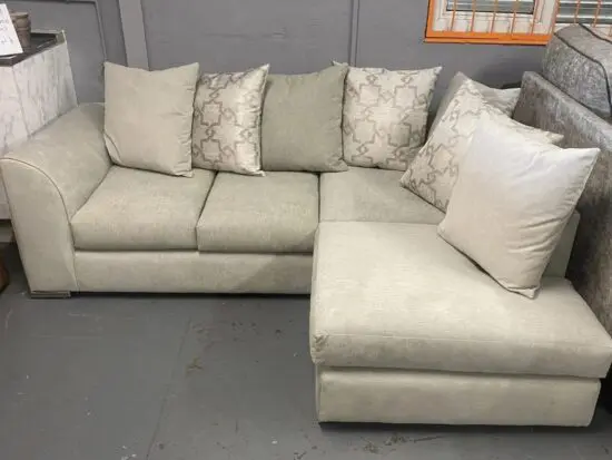 Harriet Corner Sofa Chenille Fabric Beige Colour