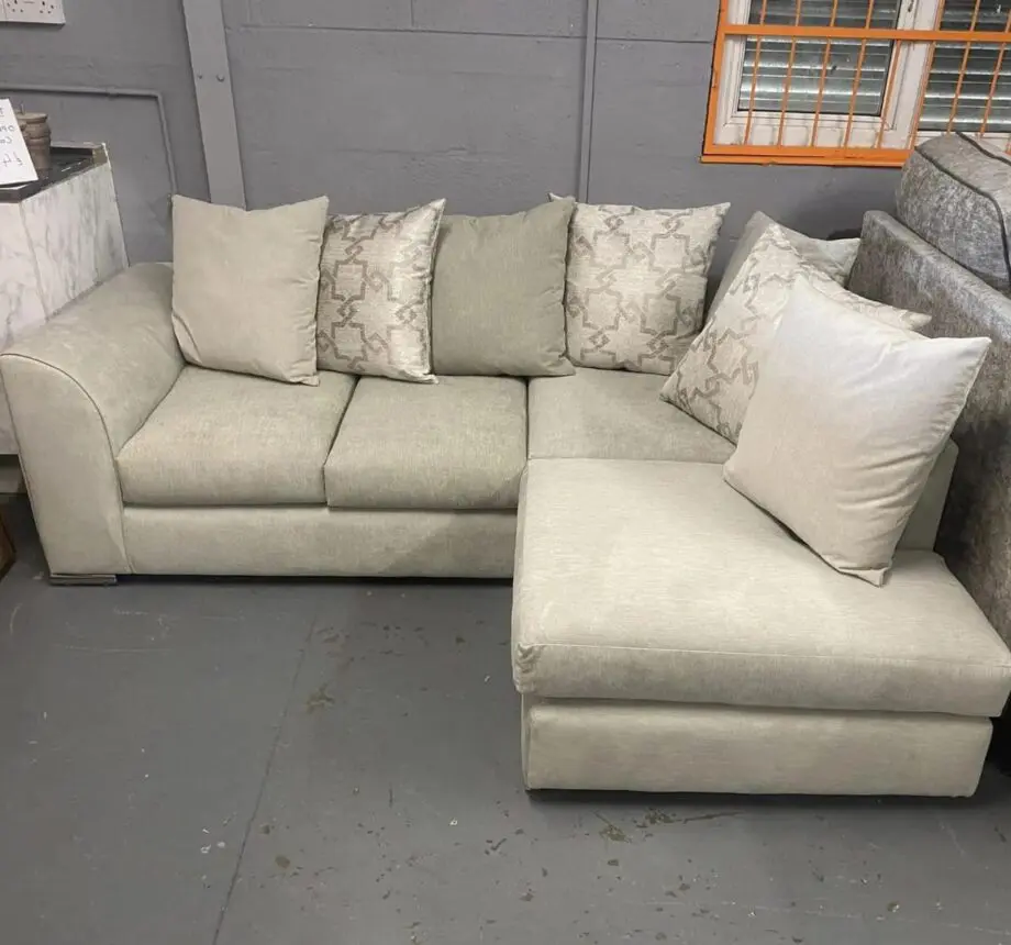 Harriet Corner Sofa Chenille Fabric Beige Colour