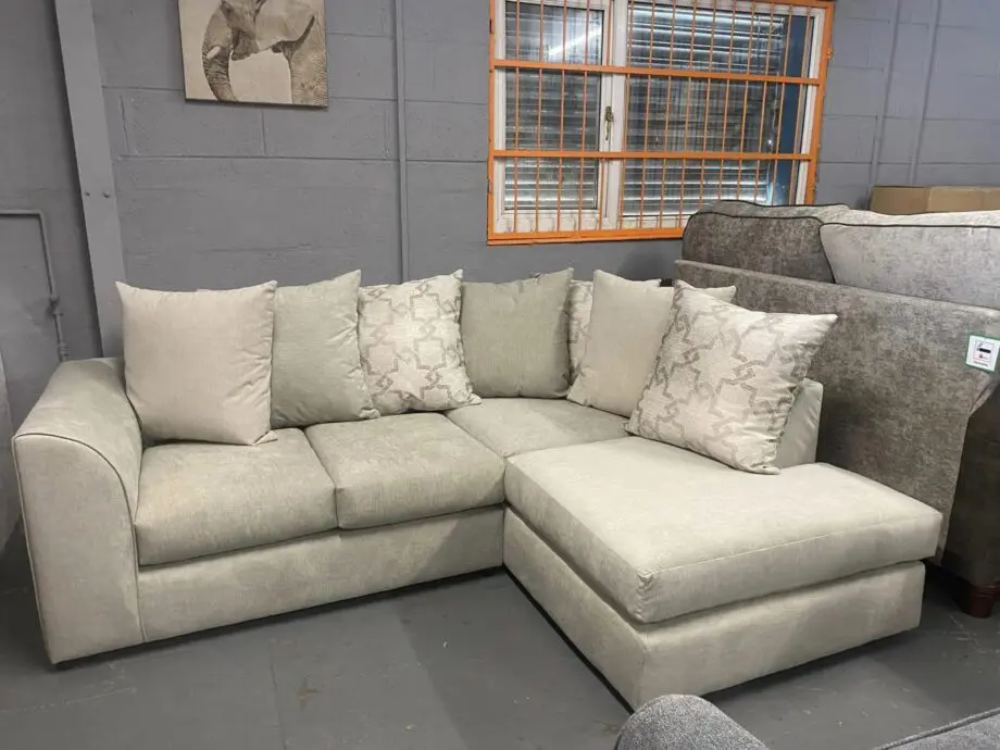 Harriet Corner Sofa Chenille Fabric Beige Colour