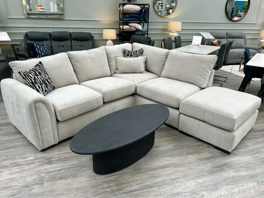 Brand New Condition Corner Sofa & Pouffe For Sale || Beige & Cream Available