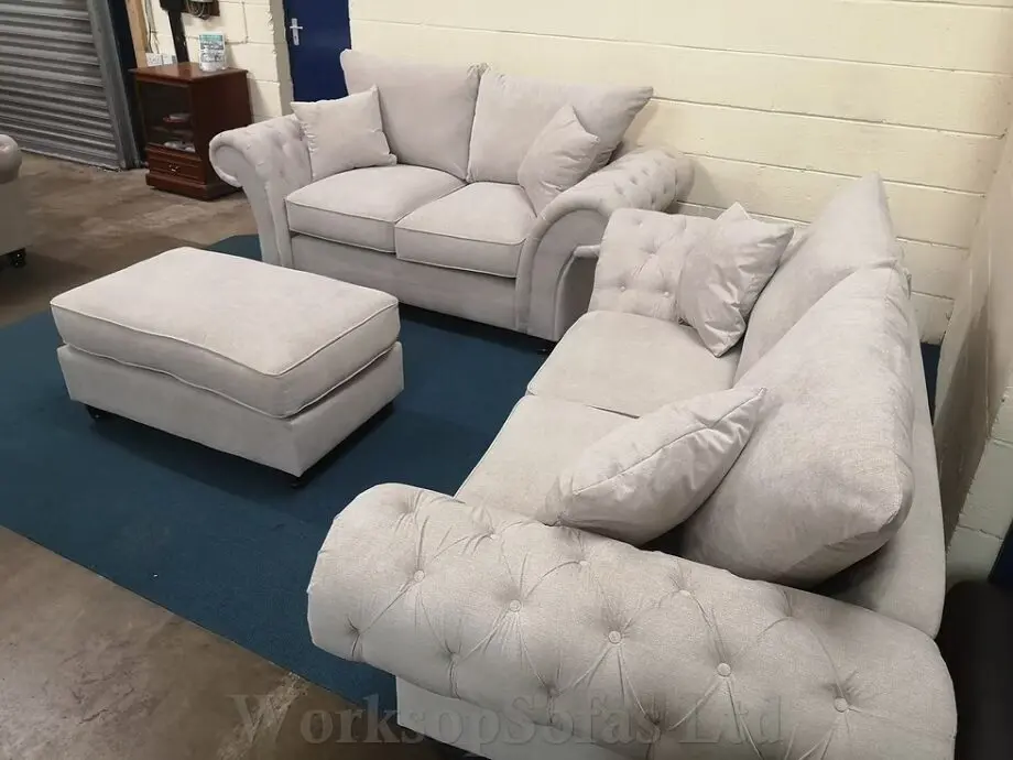 Windsor Chesterfield Sofa Set || Cream Colour Free Home Delivery