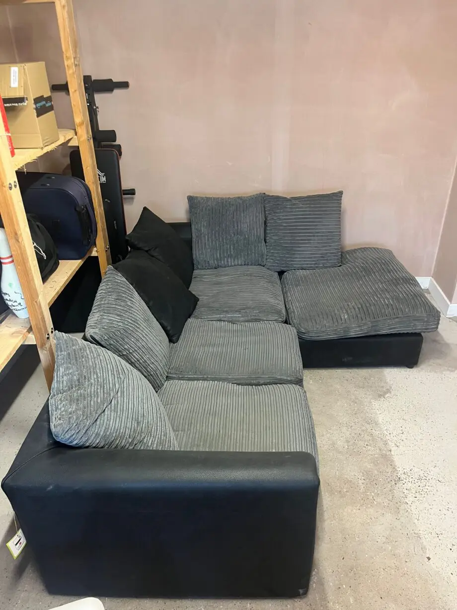 Black and grey corner sofa