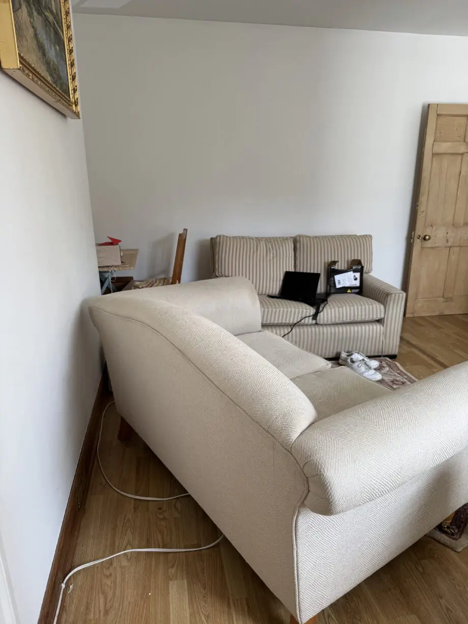 Laura Ashley 2 seater Camelback Cream sofa - Linen & Cotton Blend