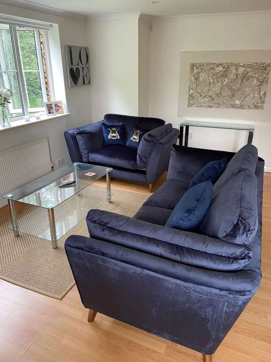 Finch Medium 3 Seater Sofa - Navy Blue - Velvet