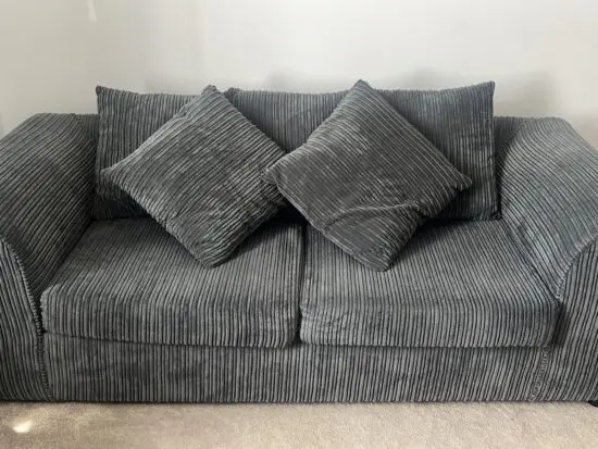 Grey cord 3 seater sofa