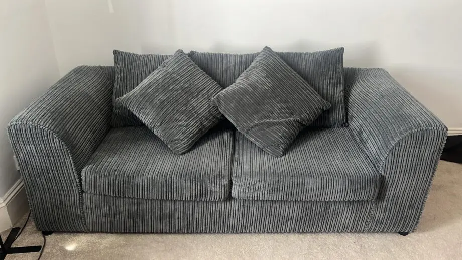 Grey cord 3 seater sofa