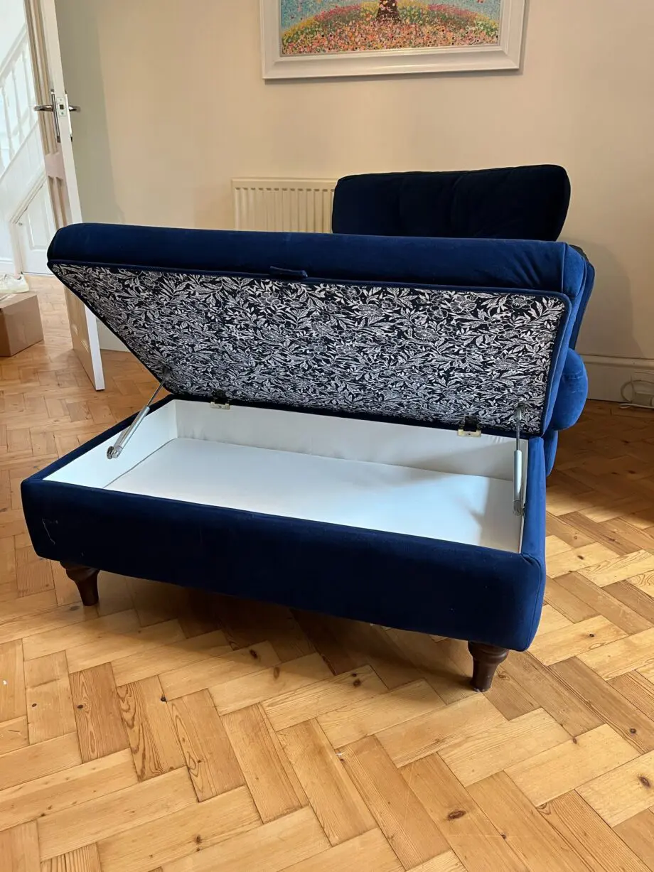 DFS Joules Patterdale velvet 2 seater sofa, arm chair and footstool