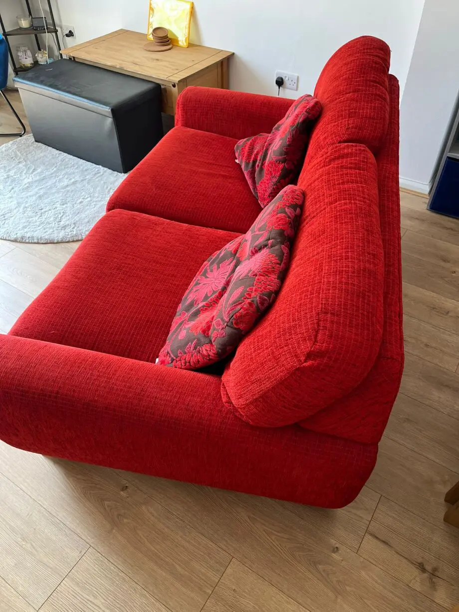 Red fold out sofa bed