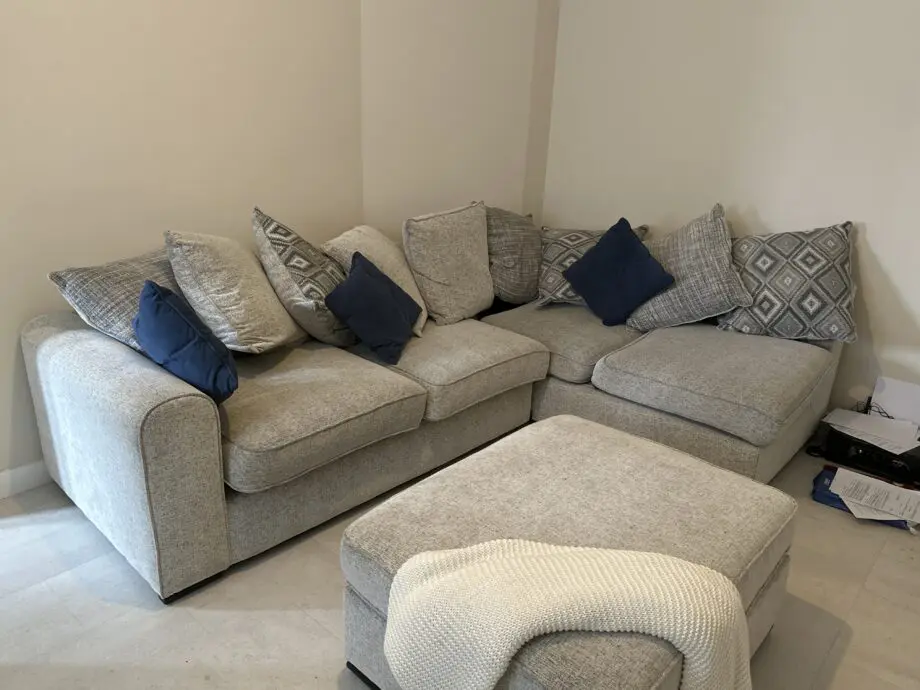 Furniture village L shape corner sofa gray