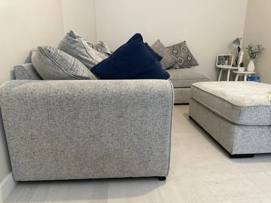 Furniture village L shape corner sofa gray