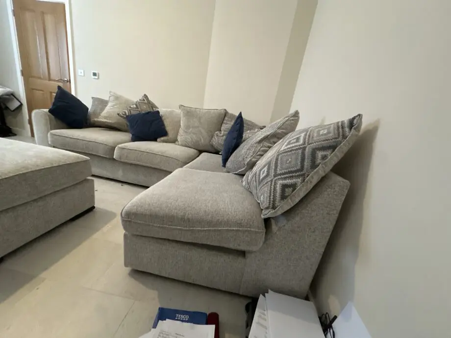 Furniture village L shape corner sofa gray