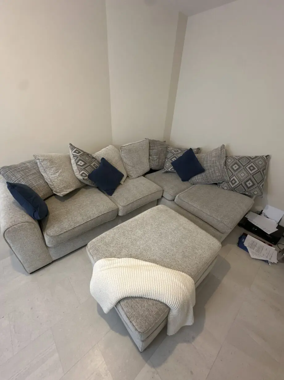 Furniture village L shape corner sofa gray