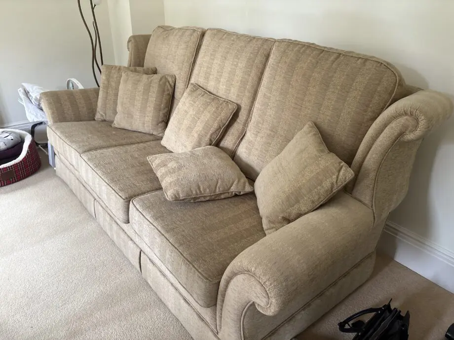 Jon Lewis, cream and beige, sofa set and footstool