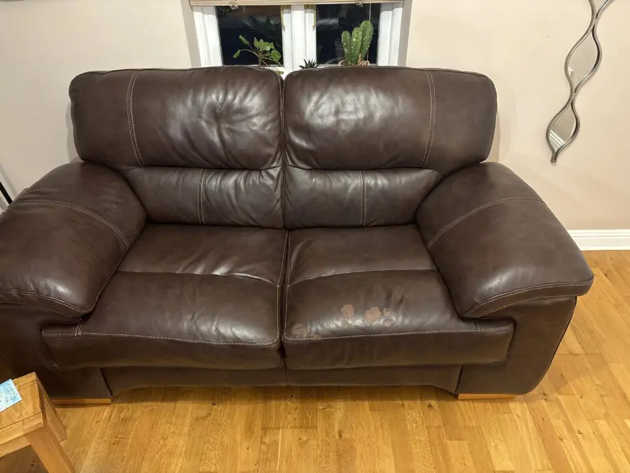 Dark Brown Leather two seater sofa