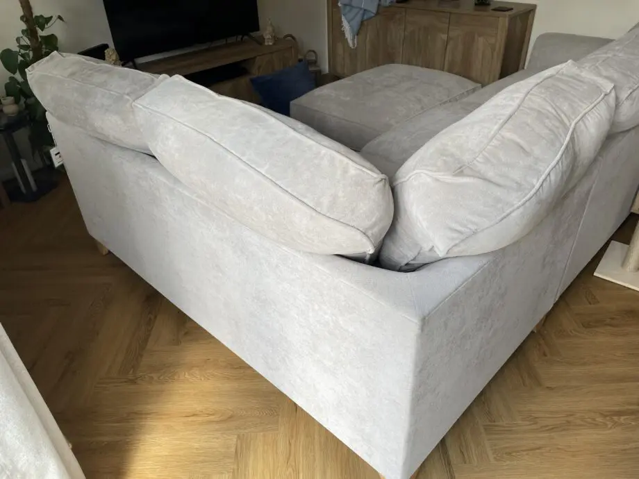 Furniture village,Kingston silver,legend d classic back fabric corner sofa and footstool