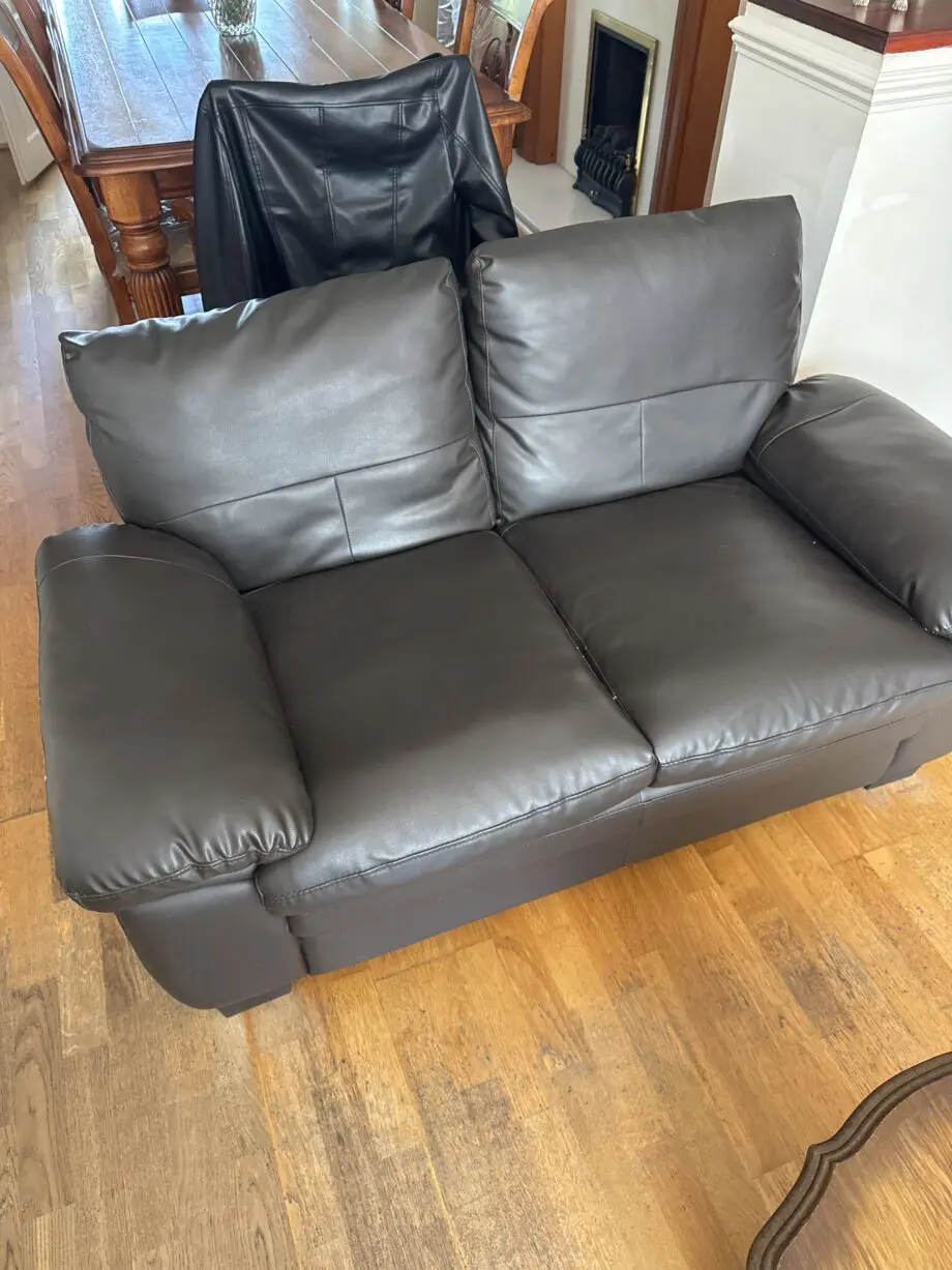 Brown leather sofa