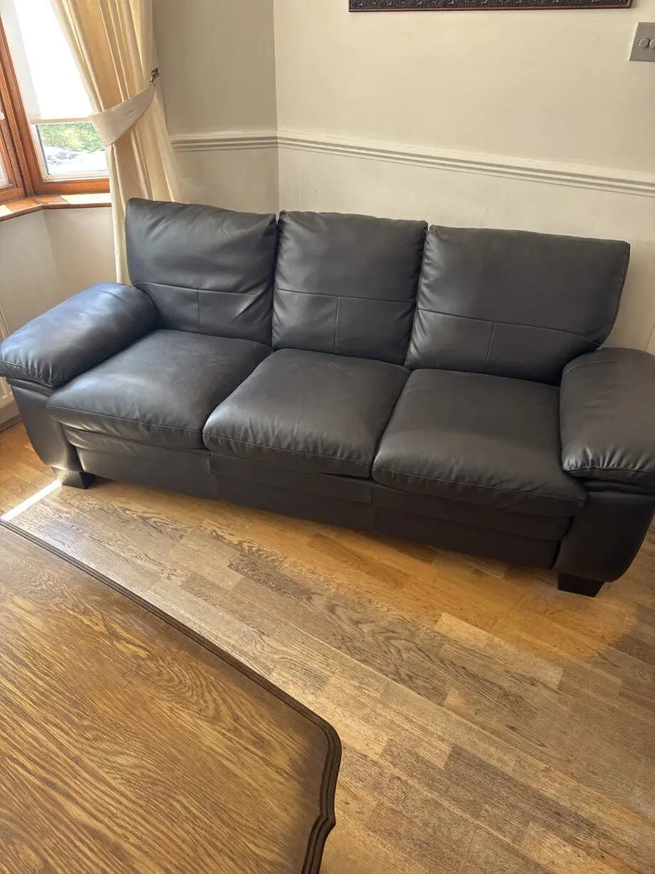 Brown leather sofa