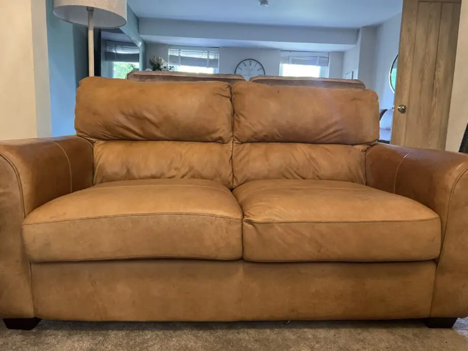 DFS brown leather 3 seater x 2