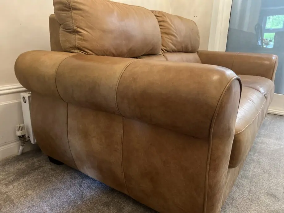 DFS brown leather 3 seater x 2
