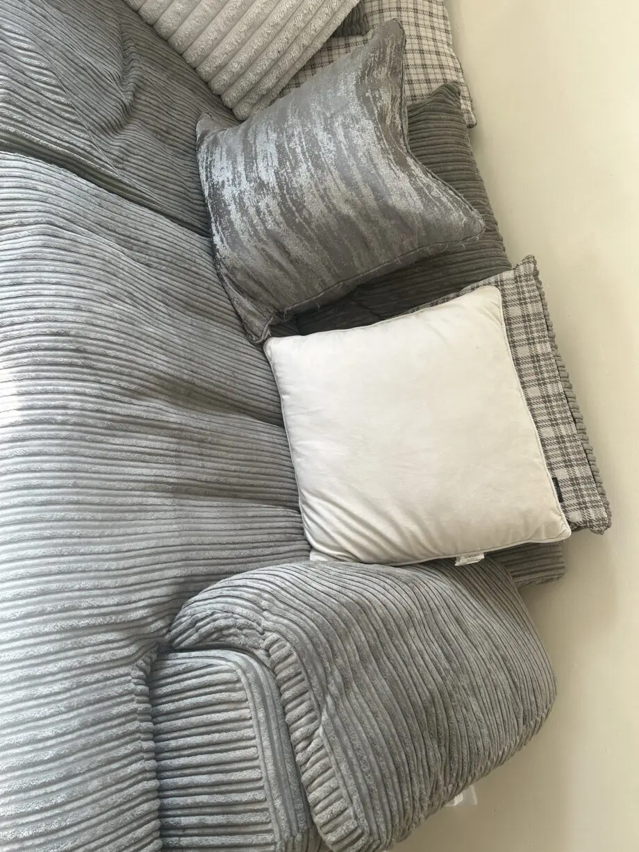Dfs grey jumbo cord corner sofa