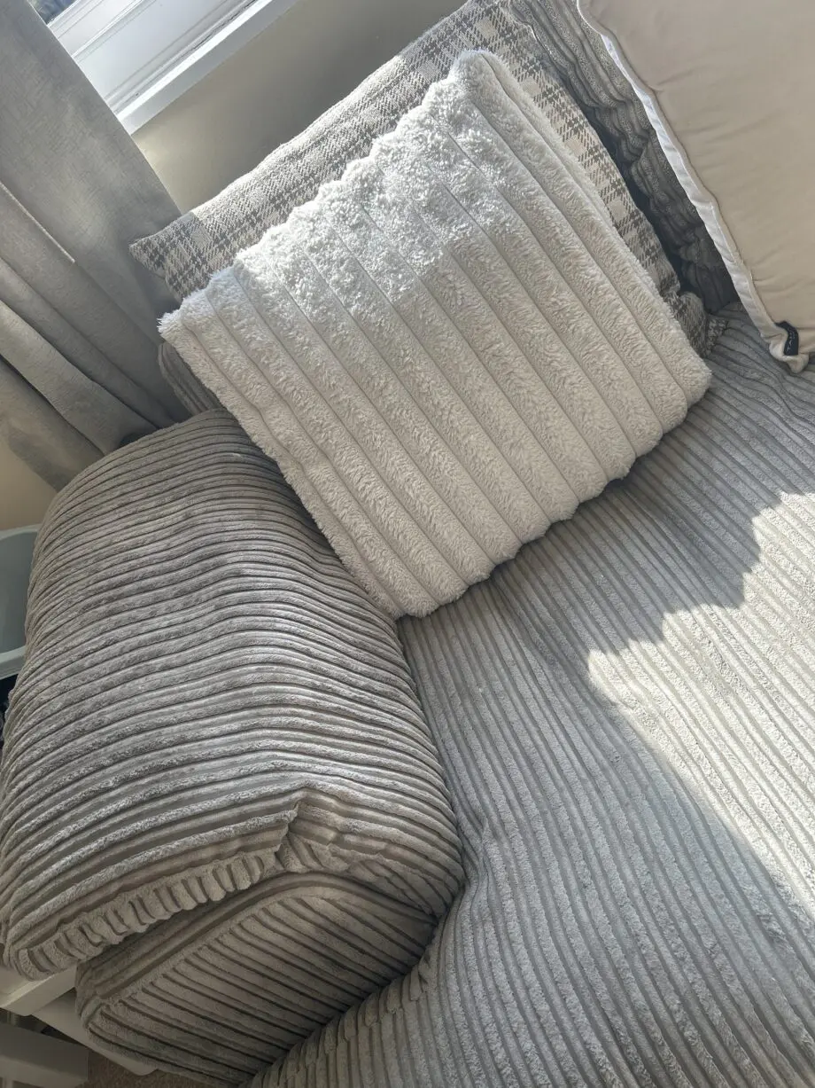 Dfs grey jumbo cord corner sofa