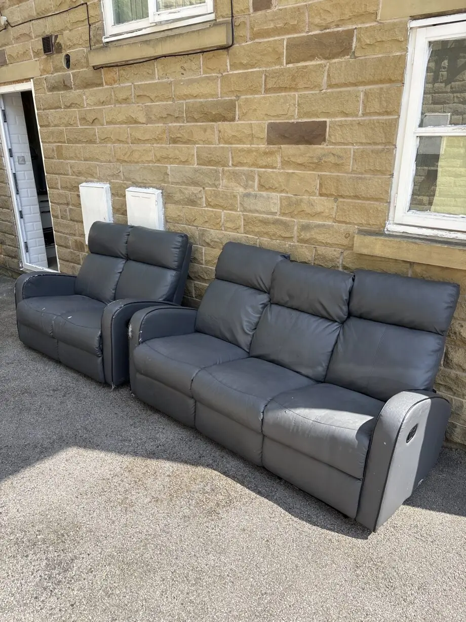 Littlewoods 3+2 Leather Sofa In Grey