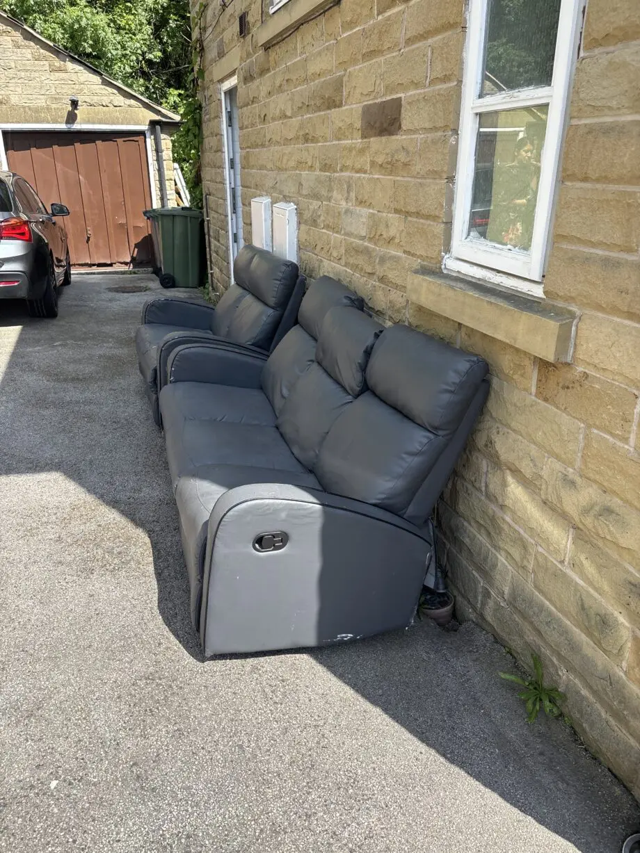 Littlewoods 3+2 Leather Sofa In Grey