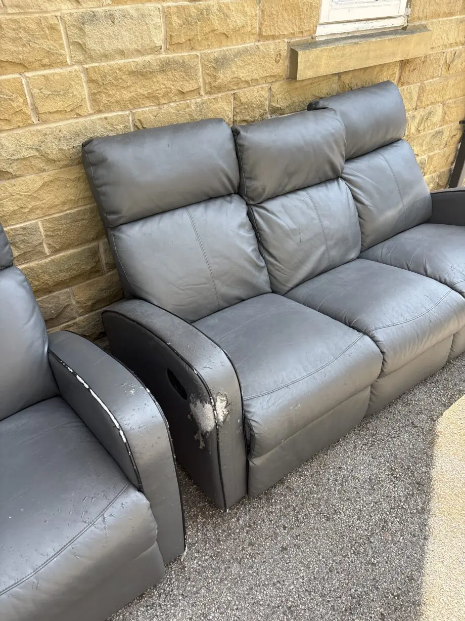 Littlewoods 3+2 Leather Sofa In Grey