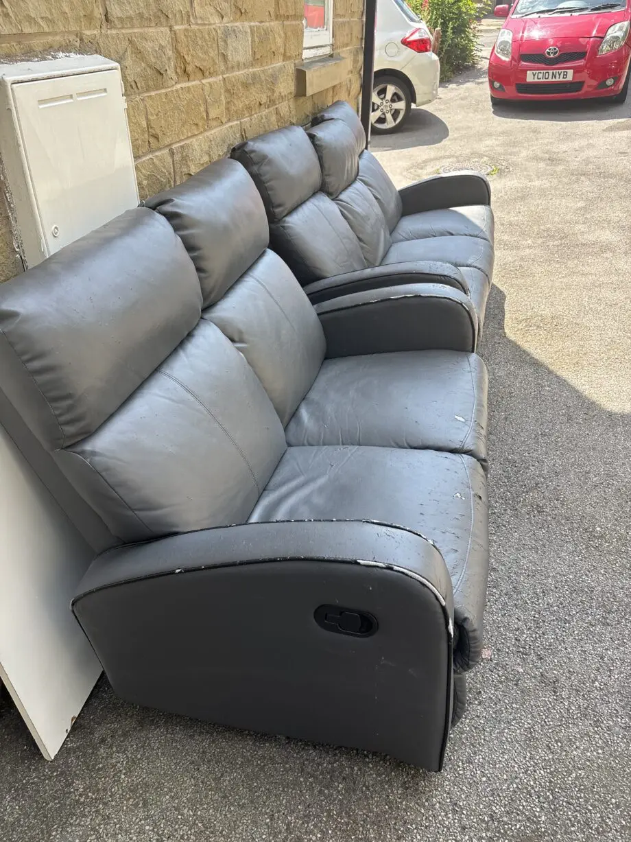 Littlewoods 3+2 Leather Sofa In Grey