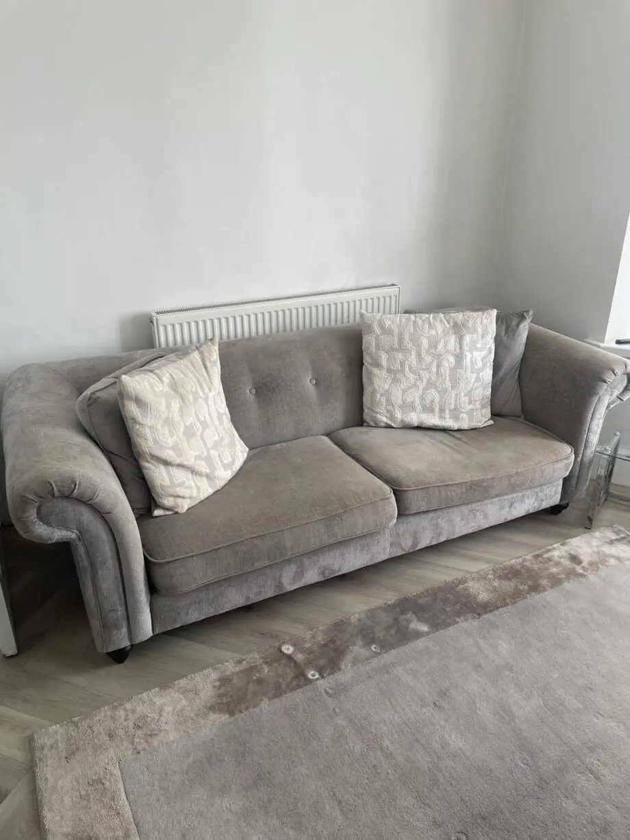DFS rollback / chesterfield grey 3 seater and 2 seater sofas.