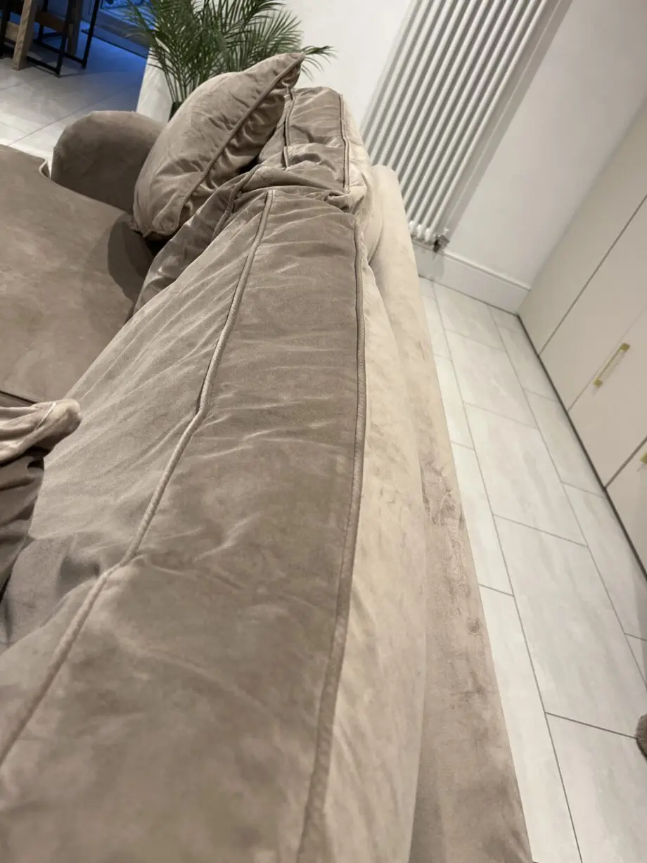 Beige/brown velvet 3 seater sofa