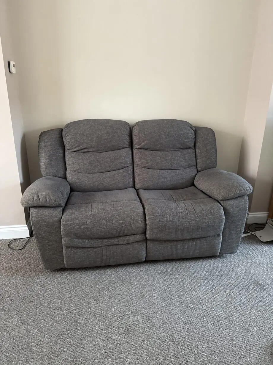 Charcoal grey two seater recliner