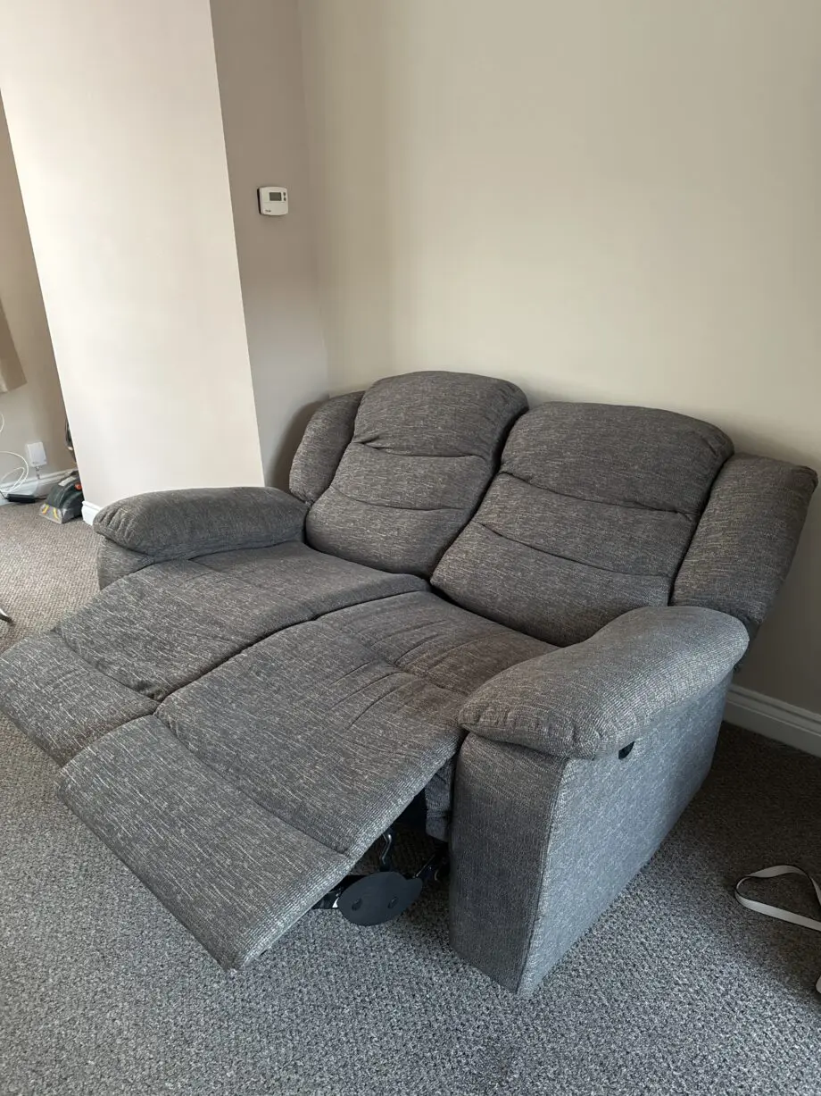 Charcoal grey two seater recliner