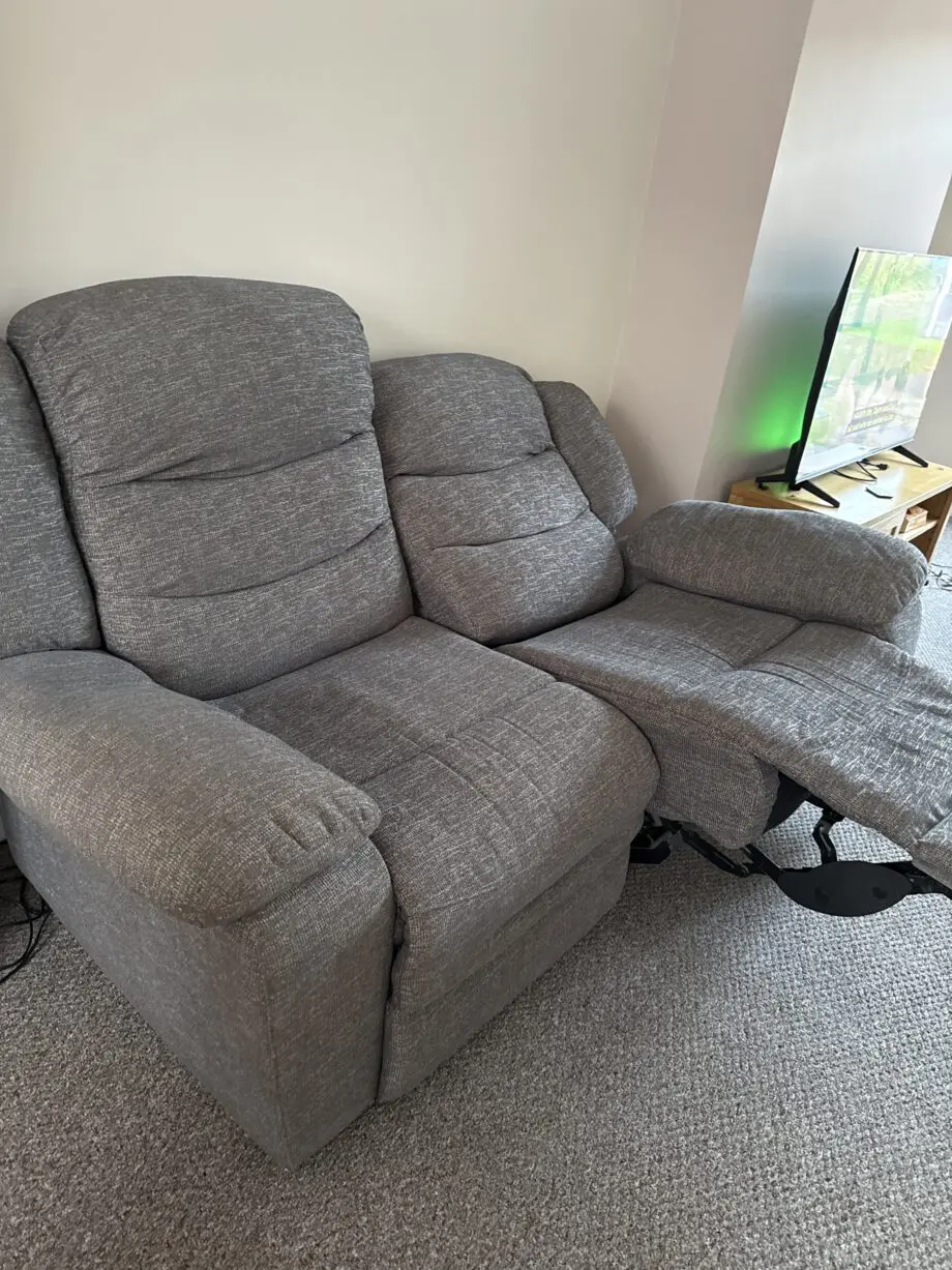 Charcoal grey two seater recliner