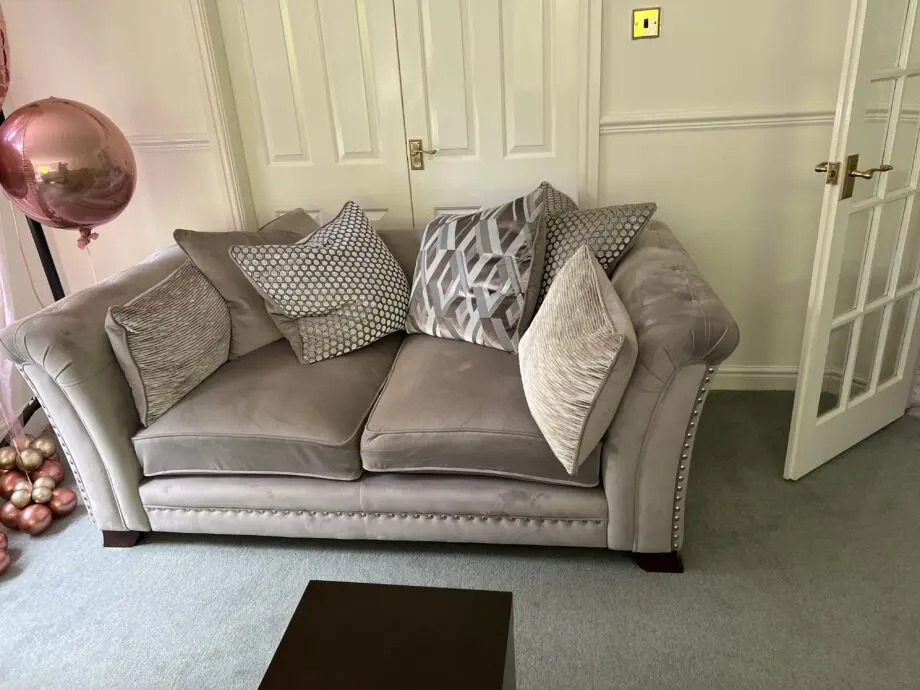 Arighi Bianci Grey Velvet Sofa Set with Cushions