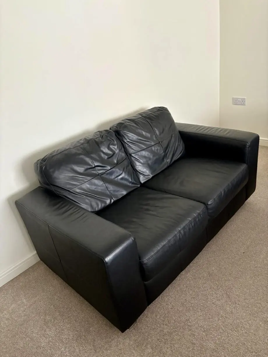 IKEA Black Leather Sofa Set