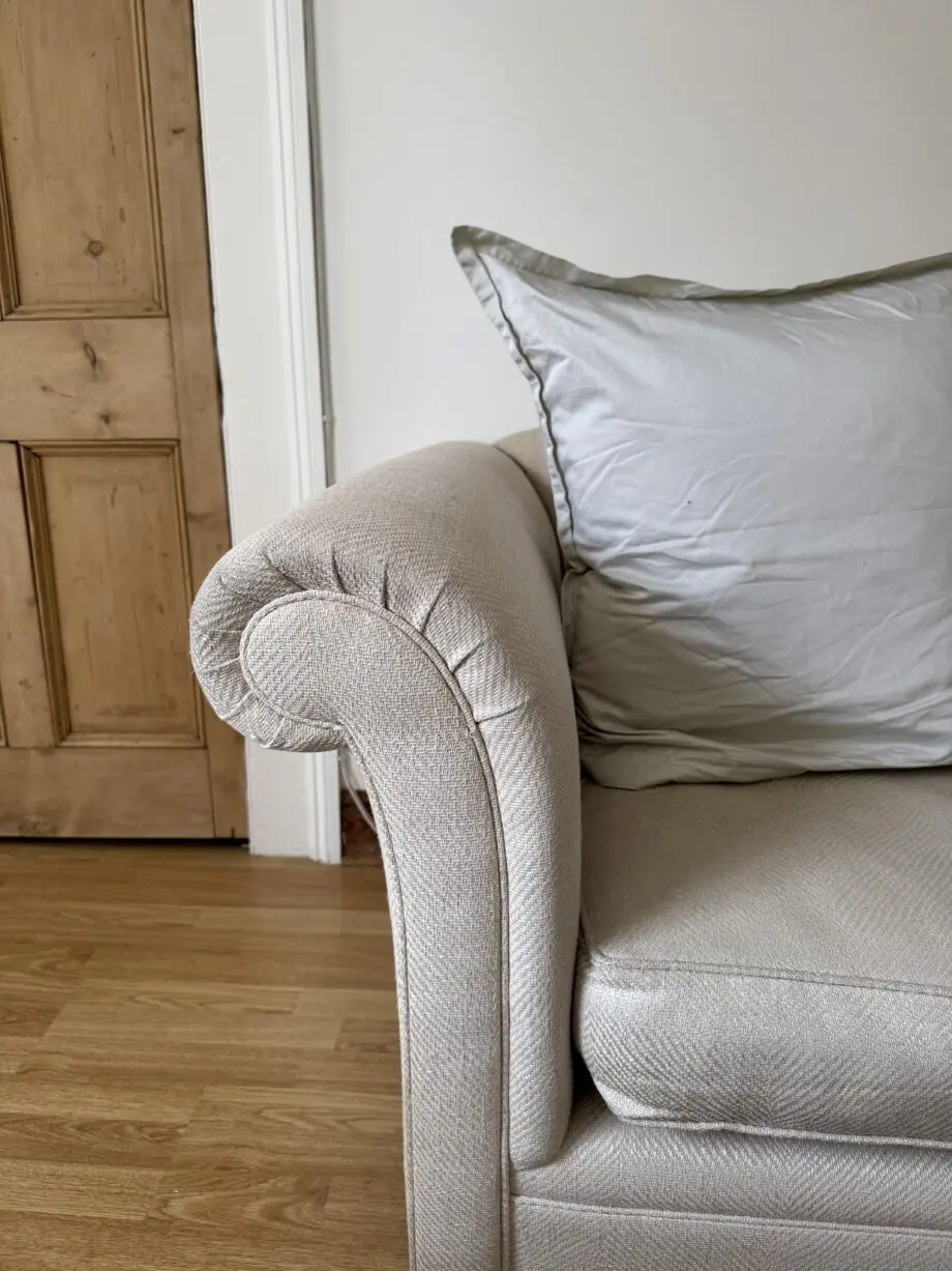 Laura Ashley 2 seater Camelback Cream sofa - Linen & Cotton Blend
