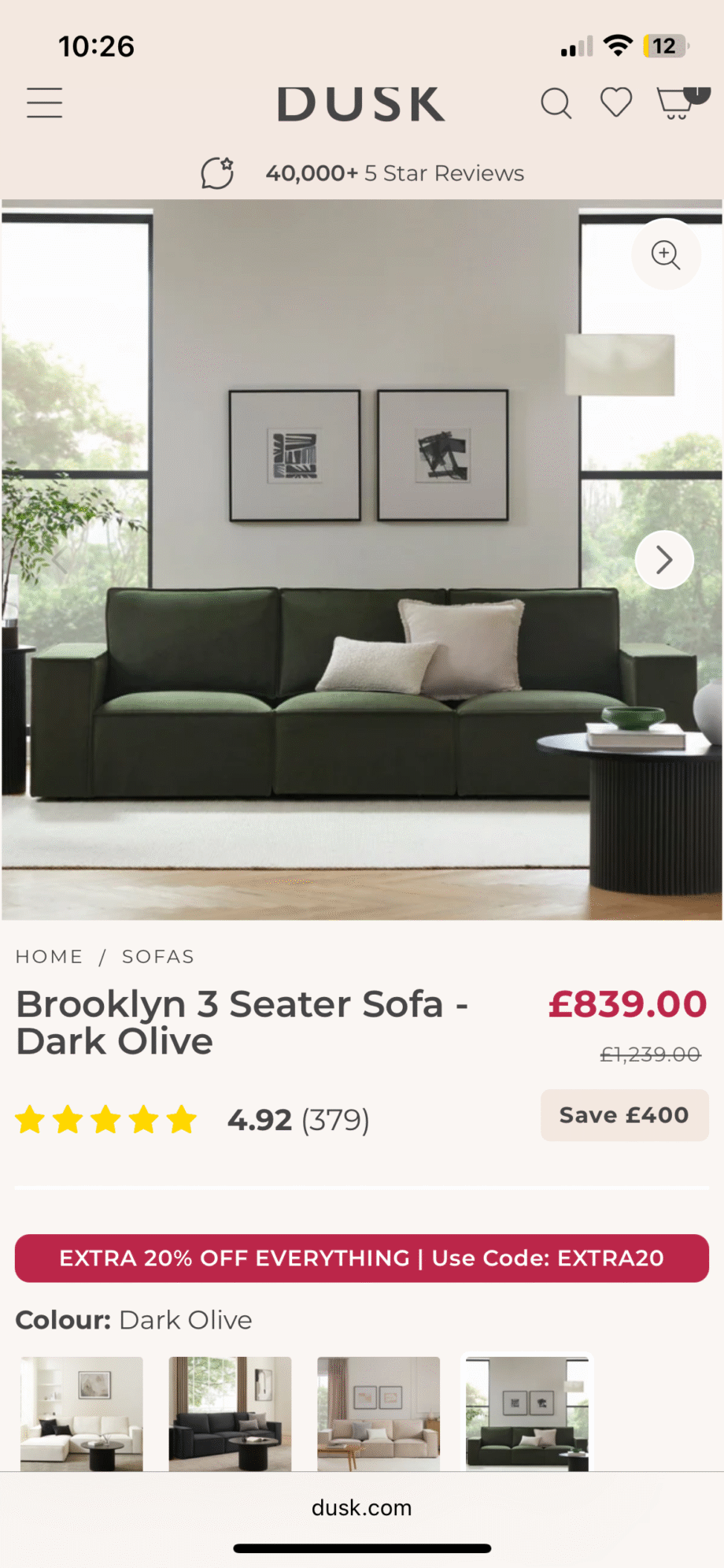 Dusk Brooklyn Modular 3 seater sofa