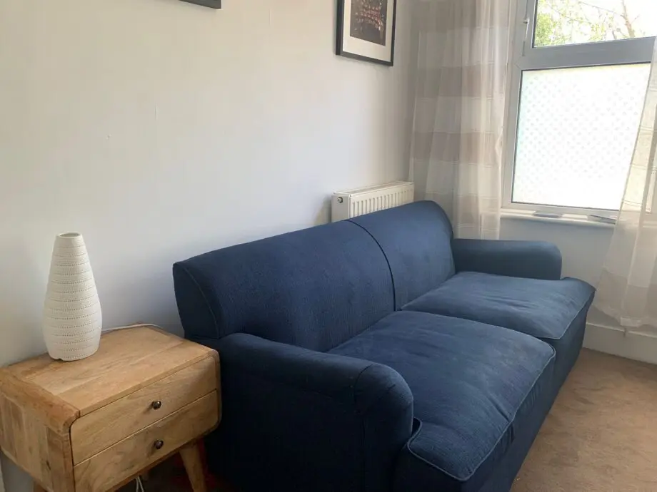 Dark Blue 3 seater sofabed from Made.com in Dark Blue Weave
