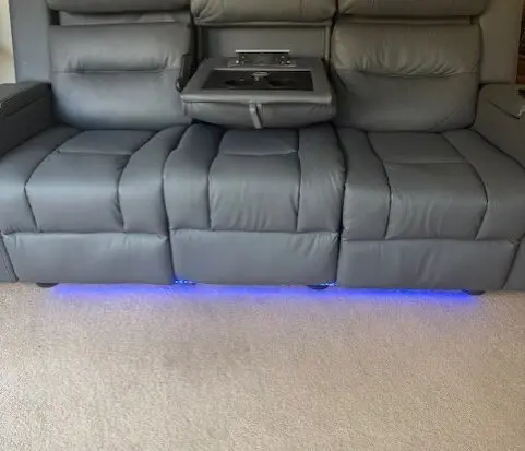 3 Seater Electric Recliner Sofa in Grey Leather | Cinema Seats with Console + Massage + Power Headrests | Siena
