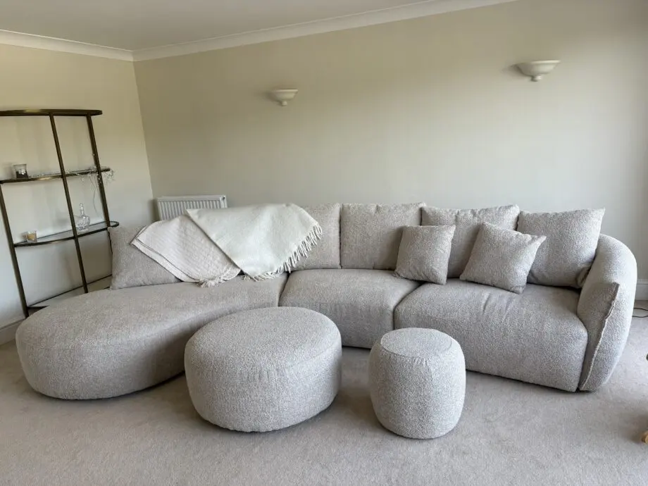 Carmen Corner Sofa - Barley Beige with two footstools