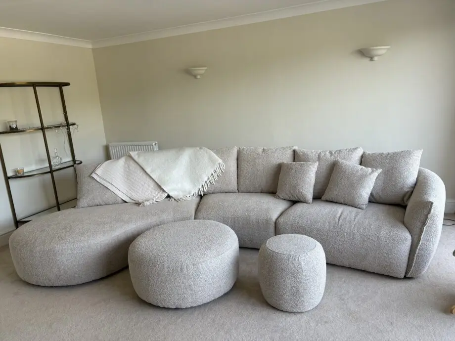 Carmen Corner Sofa - Barley Beige with two footstools