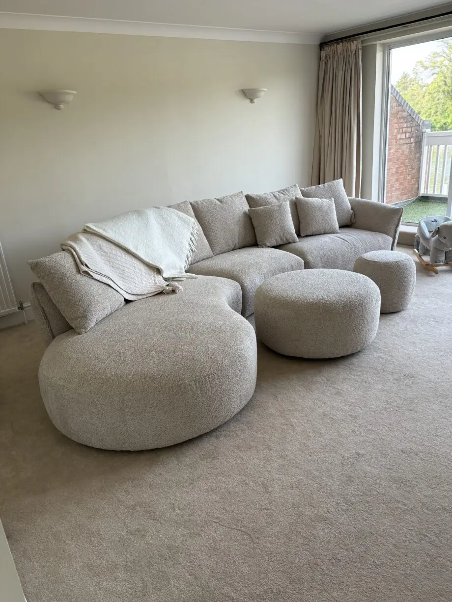 Carmen Corner Sofa - Barley Beige with two footstools