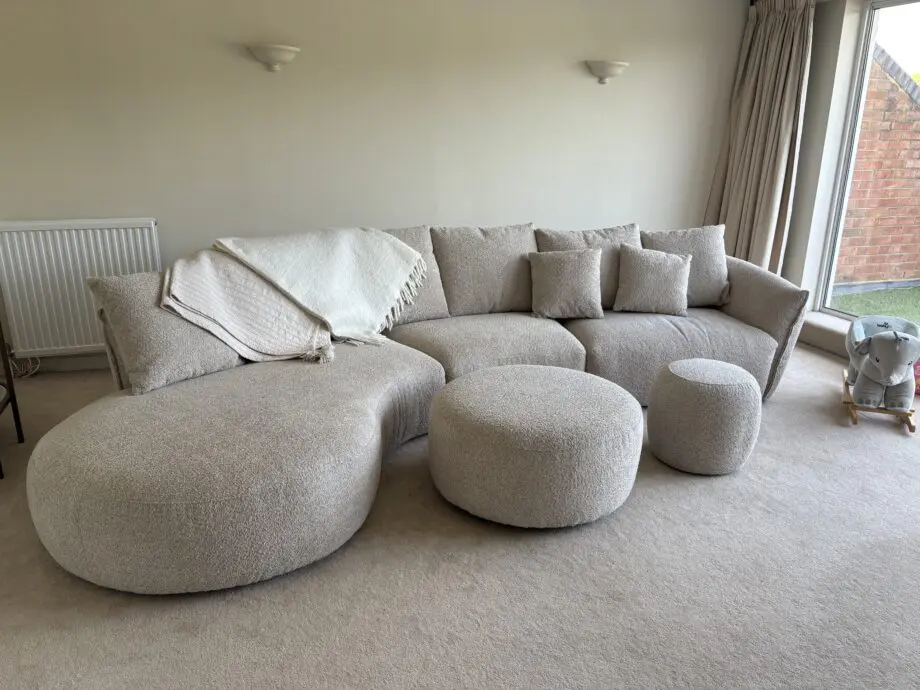 Carmen Corner Sofa - Barley Beige with two footstools