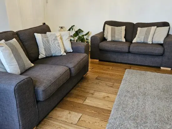 Pair of Grey DFS 2-seater sofas